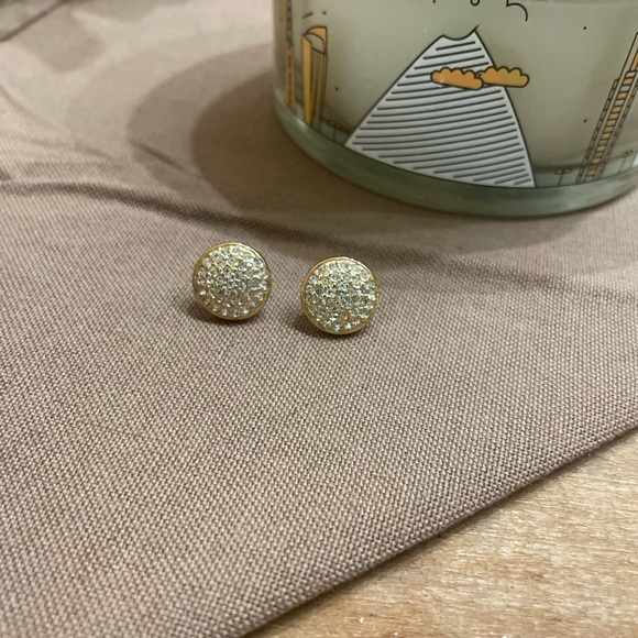 Vintage Christian Dior Rhinestone/Gold Tone Post Earrings - Picture 6 of 7